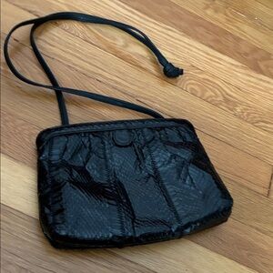 Vintage Clemente Black Clitch Snakeskin Crossbody Bag